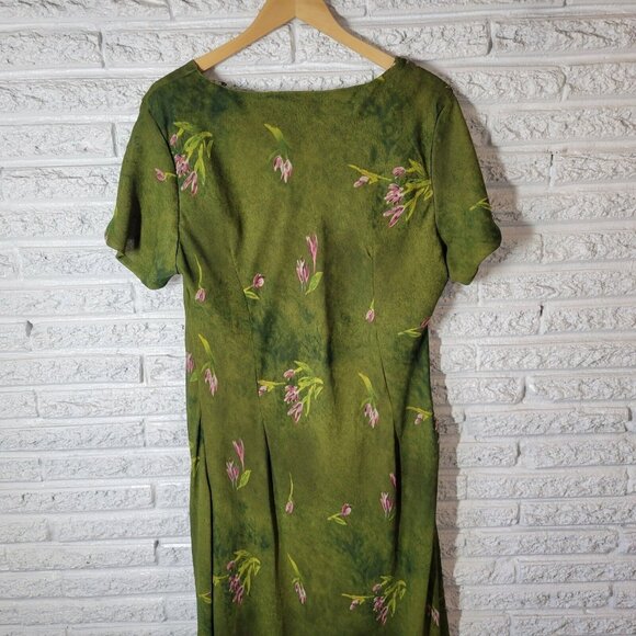Mlle Gabrielle Womens Dress 20 Short Sleeve Green Floral Polyester FLO30E - Picture 7 of 12